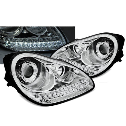Scheinwerfer Porsche Cayenne 02-06 Tagfahrlicht Chrom HID Xenon