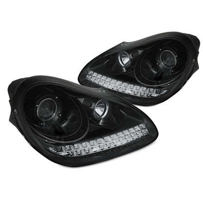 Scheinwerfer Porsche Cayenne 02-06 Tagfahrlicht Schwarz HID Xenon