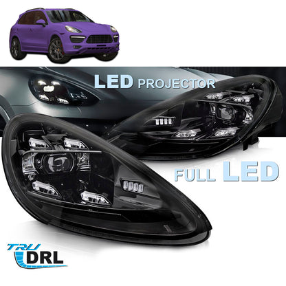 LED Scheinwerfer DRL Schwarz passend für Porsche Cayenne 10-15