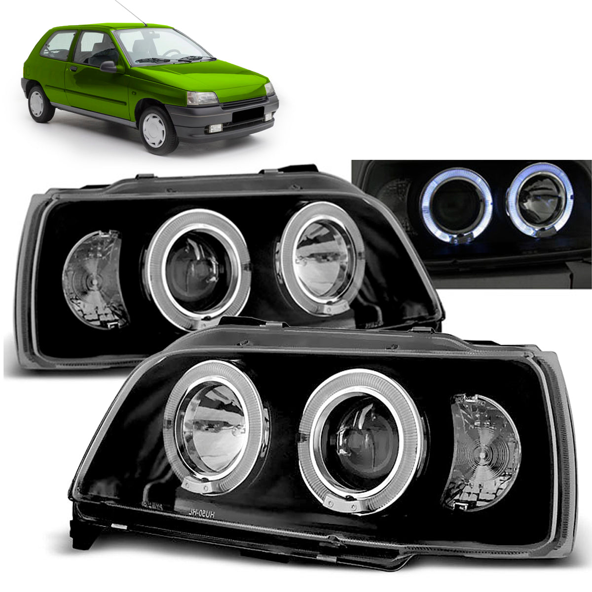 Scheinwerfer Renault Clio 06.90-95 Angel Eyes Schwarz