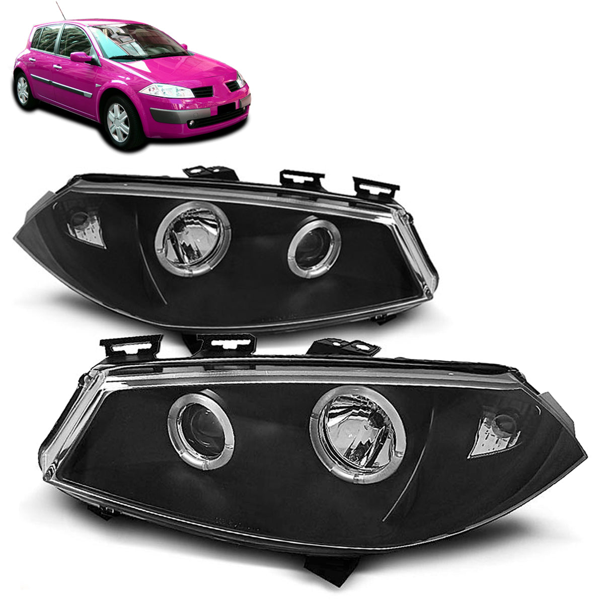 Scheinwerfer Renault Megane II 11.02-12.05 Angel Eyes Schwarz