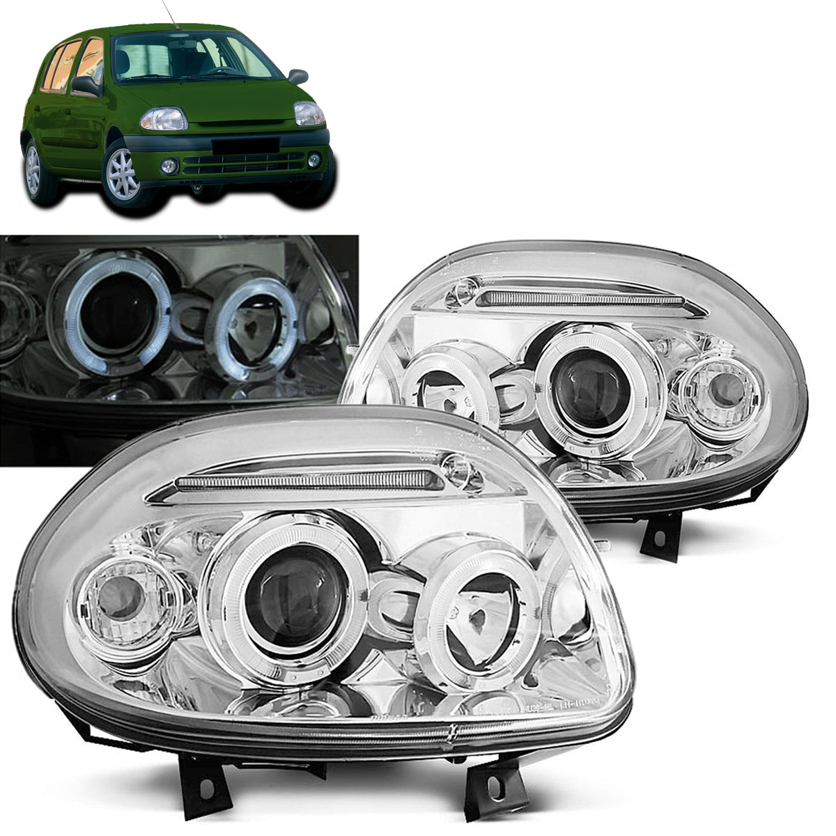Scheinwerfer Renault Clio II 09.98-05.01 Angel Eyes Chrom