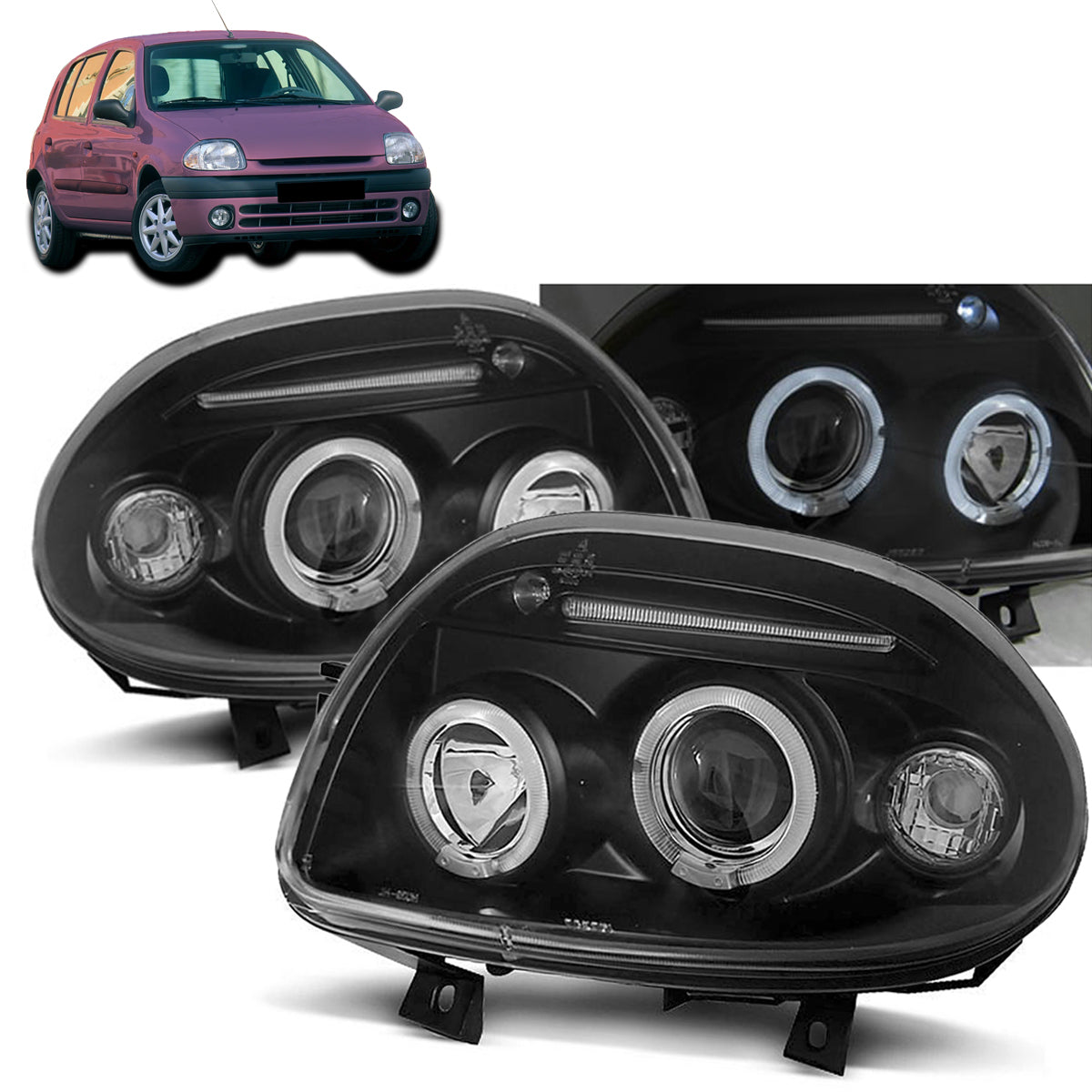 Scheinwerfer Renault Clio II 09.98-05.01 Angel Eyes Schwarz