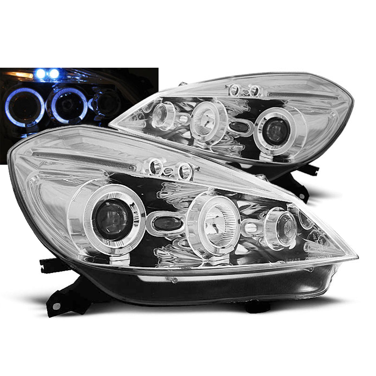 Scheinwerfer Renault Clio 3 05-09 Chrom Angel Eyes