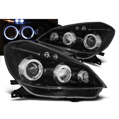 Scheinwerfer passend für Renault Clio 3 05-09 Schwarz Angel Eyes