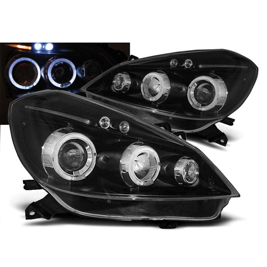 Scheinwerfer passend für Renault Clio 3 05-09 Schwarz Angel Eyes
