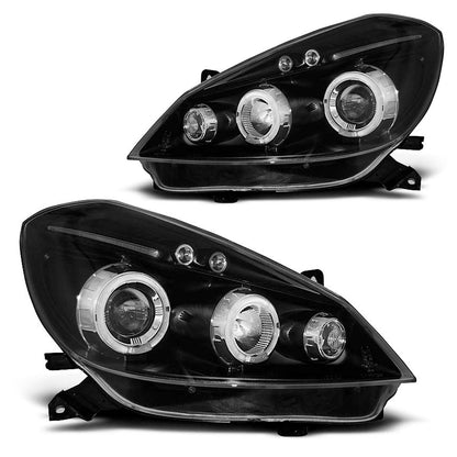 Scheinwerfer passend für Renault Clio 3 05-09 Schwarz Angel Eyes