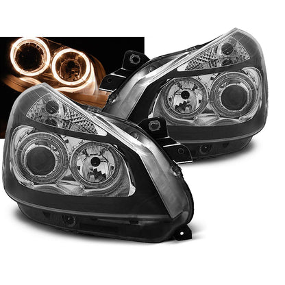 Scheinwerfer passend für Renault Clio 3 05-09 Schwarz Angel Eyes