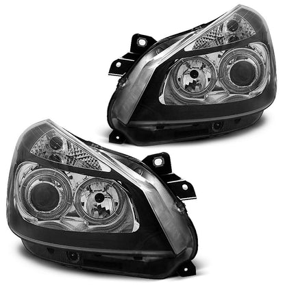Scheinwerfer passend für Renault Clio 3 05-09 Schwarz Angel Eyes