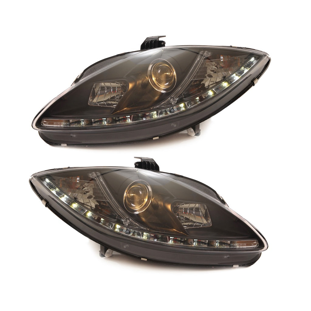 Scheinwerfer Halogen Schwarz passend für SEAT ALTEA (5P1), LEON (1P1) und TOLEDO III (5P2) 2005-2008