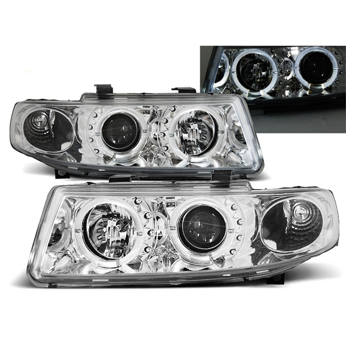 Scheinwerfer Angel Eyes Chrom passend für Seat Leon / Toledo 04.99-08.04