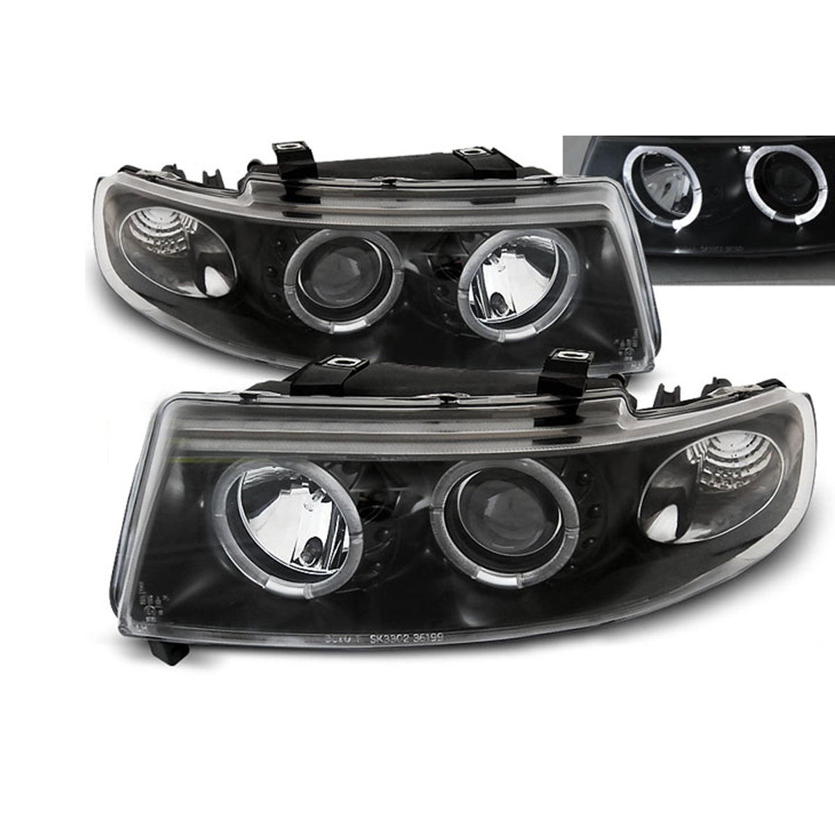 Scheinwerfer Angel Eyes Schwarz passend für Seat Leon / Toledo 04.99-08.04