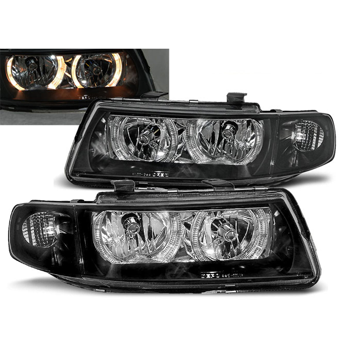 Scheinwerfer Angel Eyes Schwarz passend für Seat Leon / Toledo 04.99-08.04