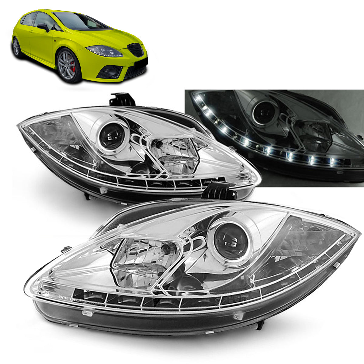 Scheinwerfer Daylight Chrom passend für Seat Leon Altea Toledo 06.05-09