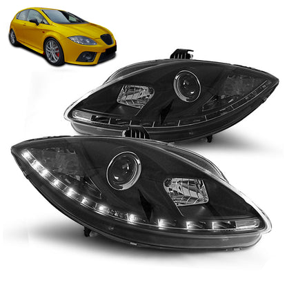 Scheinwerfer Daylight Schwarz passend für Seat Leon Altea Toledo 06.05-09