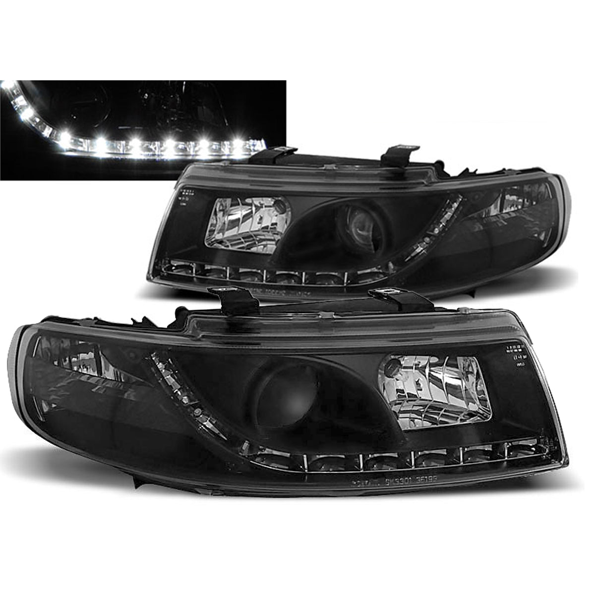 Scheinwerfer Daylight Schwarz passend für Seat Leon / Toledo 04.99-08.04