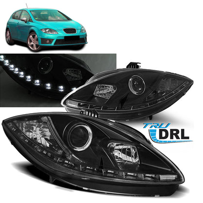 Scheinwerfer True DRL Schwarz passend für Seat Leon Altea 09-12