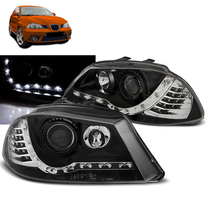Scheinwerfer Tagfahrlicht Schwarz passend für Seat Ibiza 6L 04.02-08