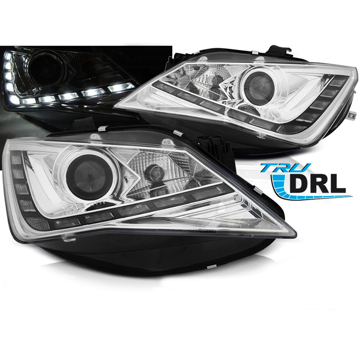 Scheinwerfer True DRL Chrom passend für Seat Ibiza 6J 12-15