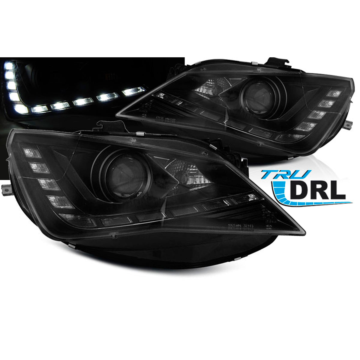Scheinwerfer True DRL Schwarz passend für Seat Ibiza 6J 12-15