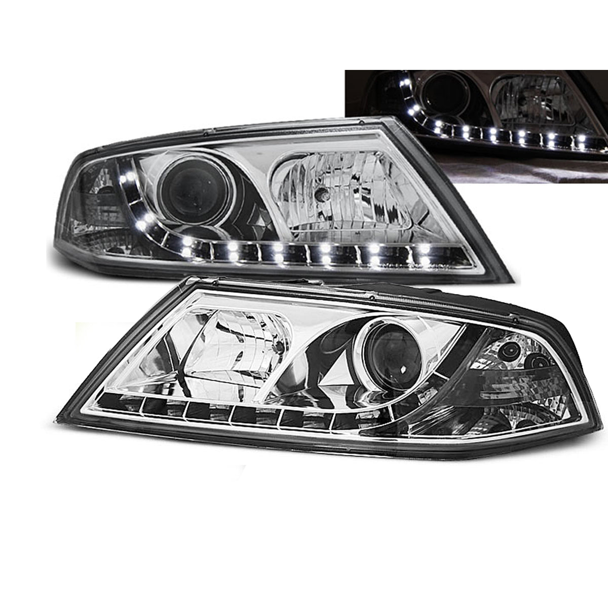 Xenon Scheinwerfer Tagfahrlicht Chrom passend für Skoda Octavia 2 03.04-08