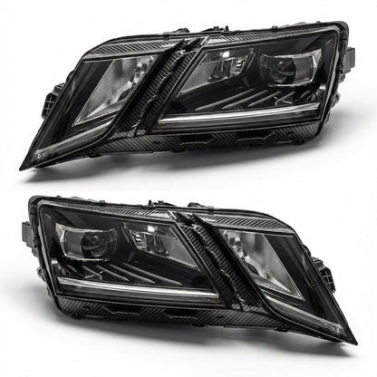 Voll LED schwarze Scheinwerfer passend für Skoda Octavia 2017-2019