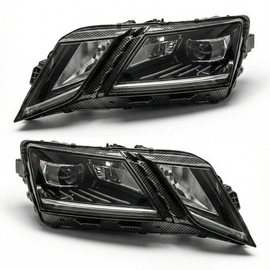 Voll LED schwarze Scheinwerfer passend für Skoda Octavia 2017-2019