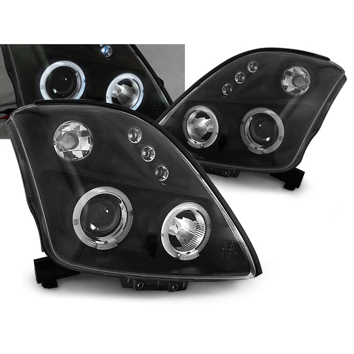 Scheinwerfer Suzuki Swift 05.05-10 Angel Eyes Schwarz