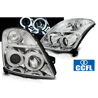 Scheinwerfer Suzuki Swift 05.05-10 CCFL Angel Eyes Chrom