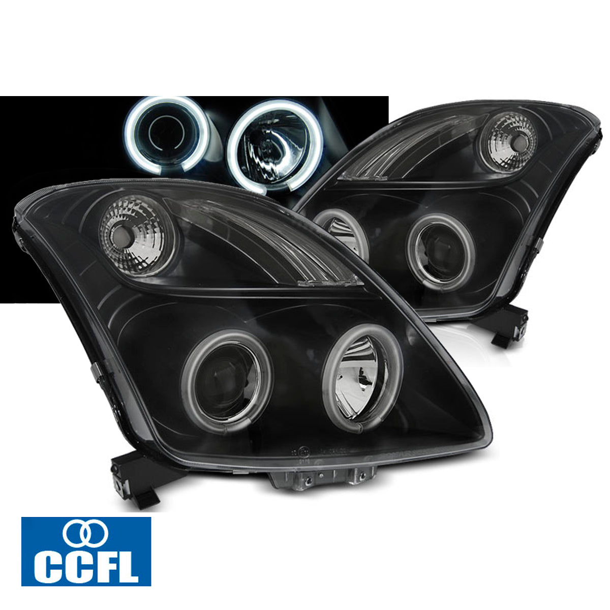 Scheinwerfer Suzuki Swift 05.05-10 CCFL Angel Eyes Schwarz