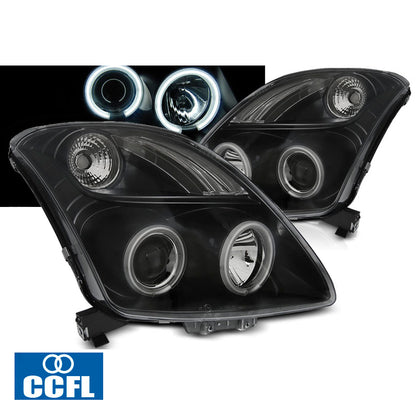 Scheinwerfer Suzuki Swift 05.05-10 CCFL Angel Eyes Schwarz