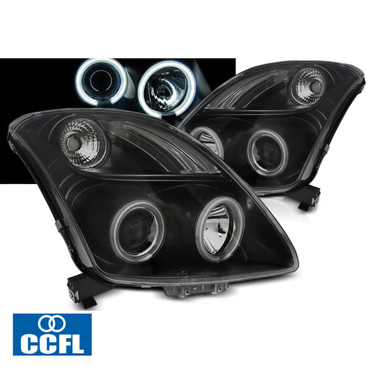 Scheinwerfer Suzuki Swift 05.05-10 CCFL Angel Eyes Schwarz
