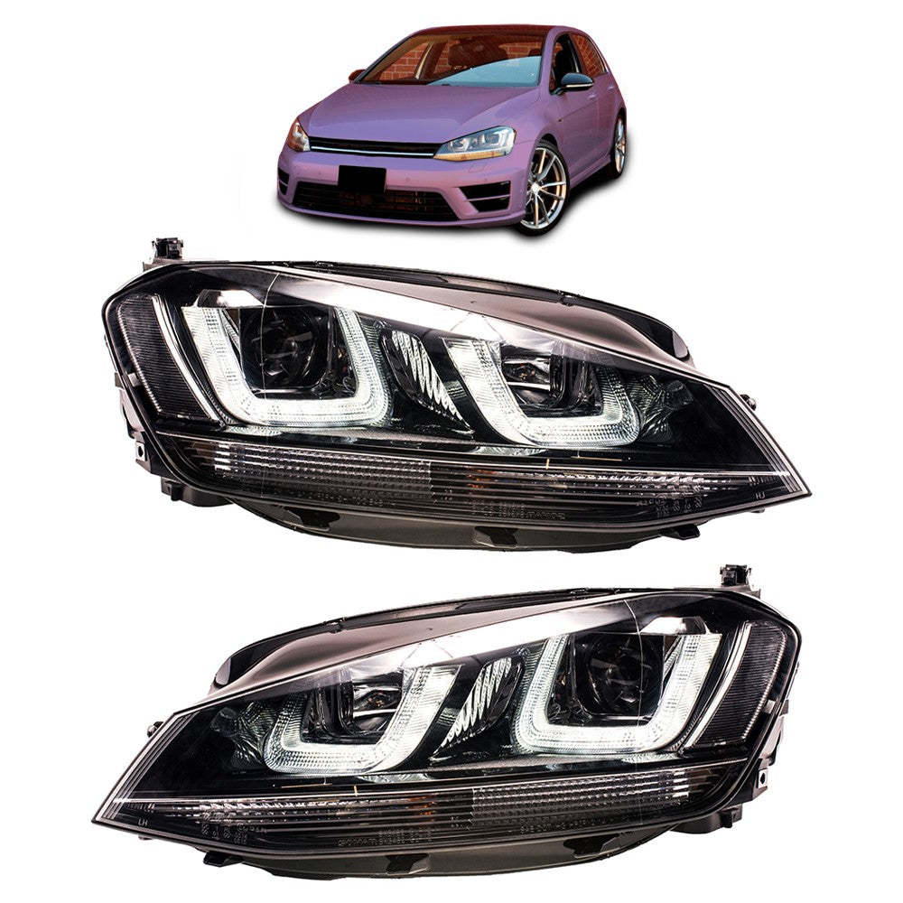 Halogen Scheinwerfer Schwarz Tagfahrlicht passend für VW Golf VII 2012-2017