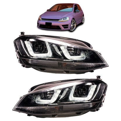Halogen Scheinwerfer Schwarz Tagfahrlicht passend für VW Golf VII 2012-2017