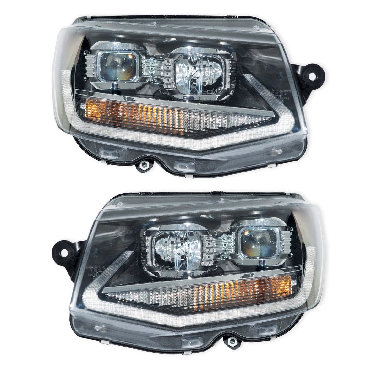 Scheinwerfer Halogen Schwarz mit Tagfahrlicht passend für VW Transporter Multivan T6 2015+