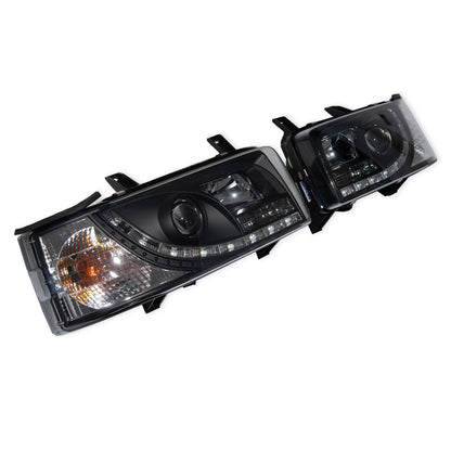 Halogen Scheinwerfer Set Schwarz passend für VW Transporter T4 1990-2003