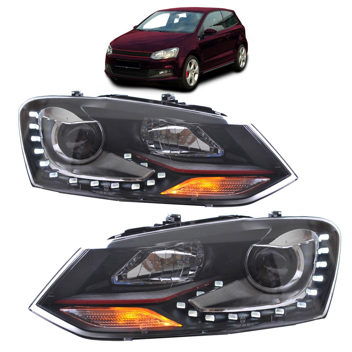 Xenon-Rot Scheinwerfer passend für VW Polo 6R 2009-2014