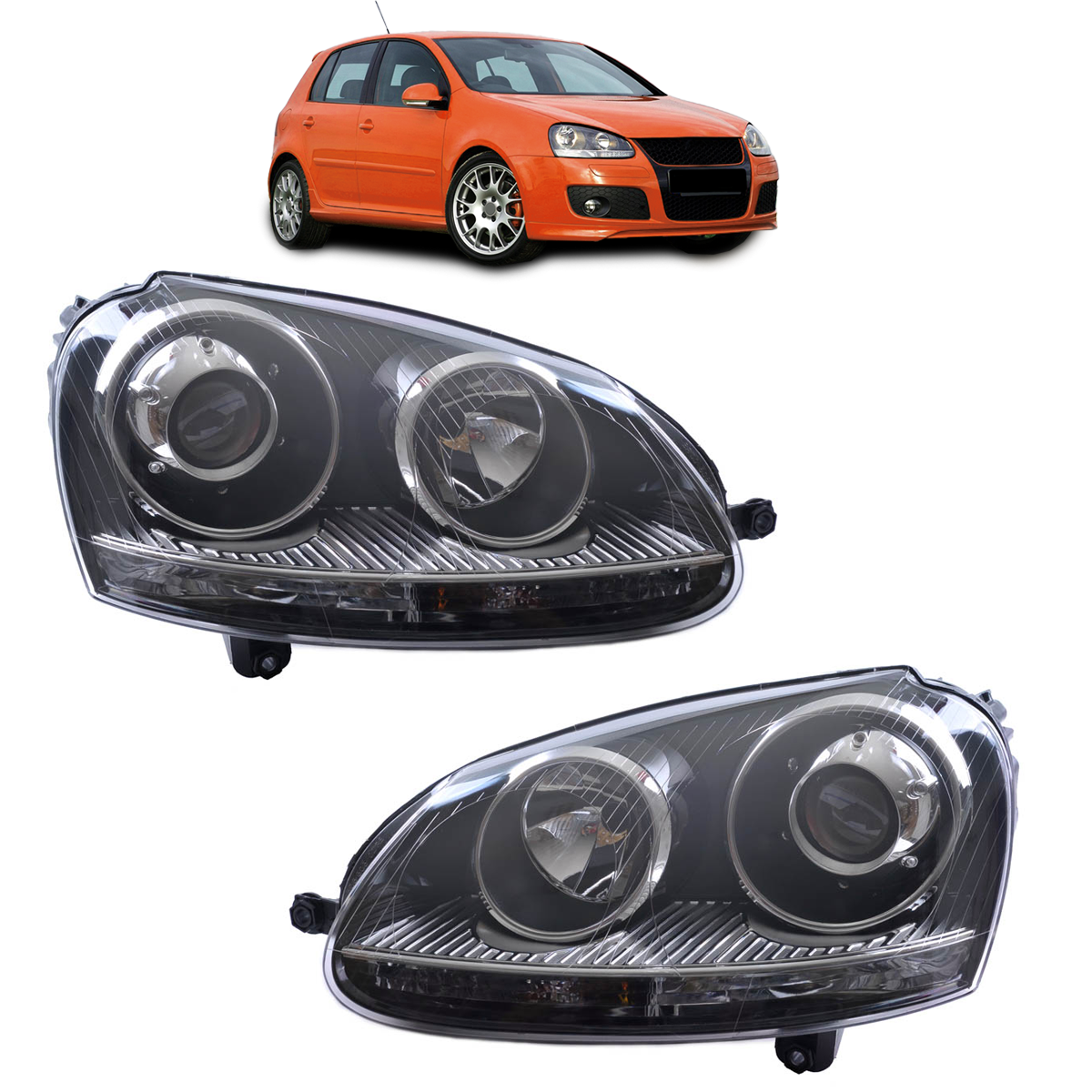 Scheinwerfer Xenon-Style H7/H7 Chrom passend für VW Golf 5 2003-2008
