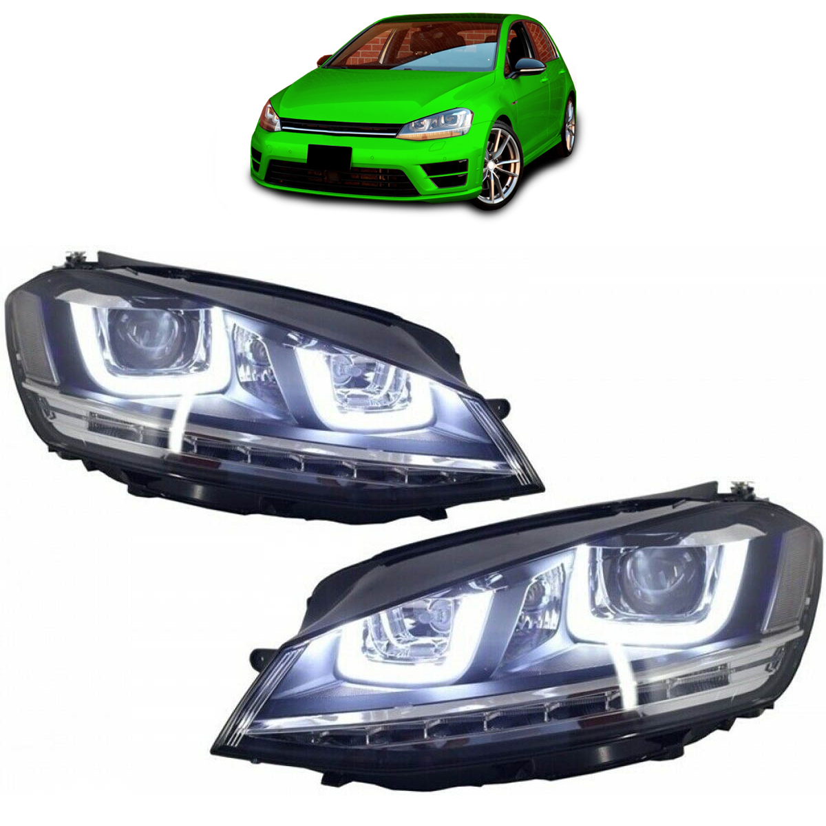 LED Dynamische Chrom Scheinwerfer passend für VW Golf 7 2012-2017
