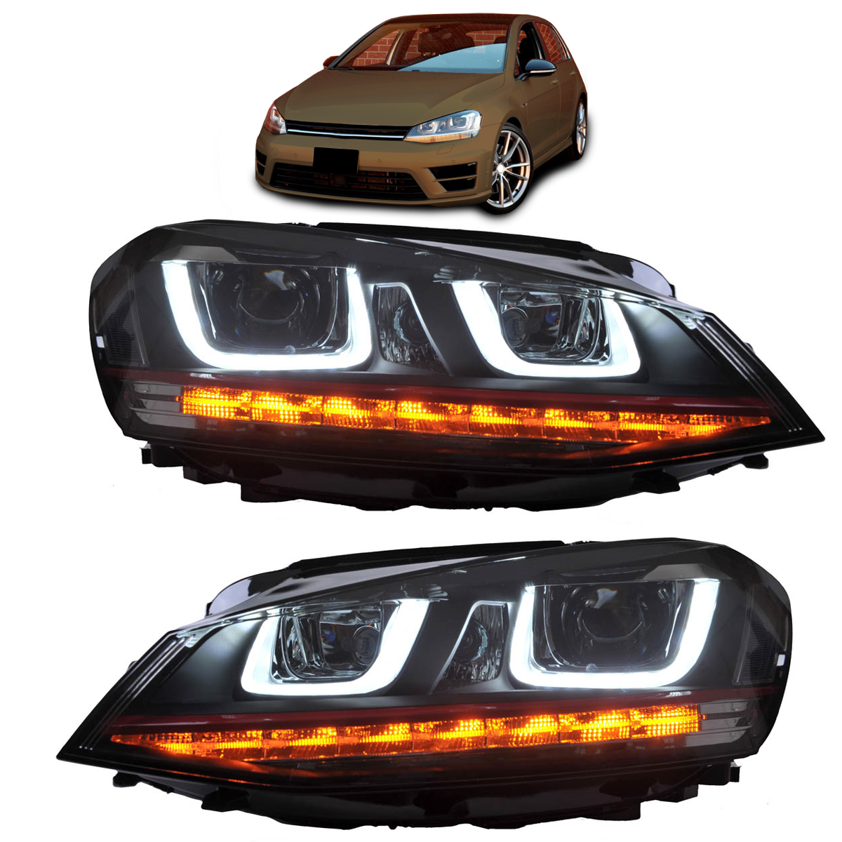 LED Dynamische Rote Scheinwerfer passend für VW Golf 7 2012-2017