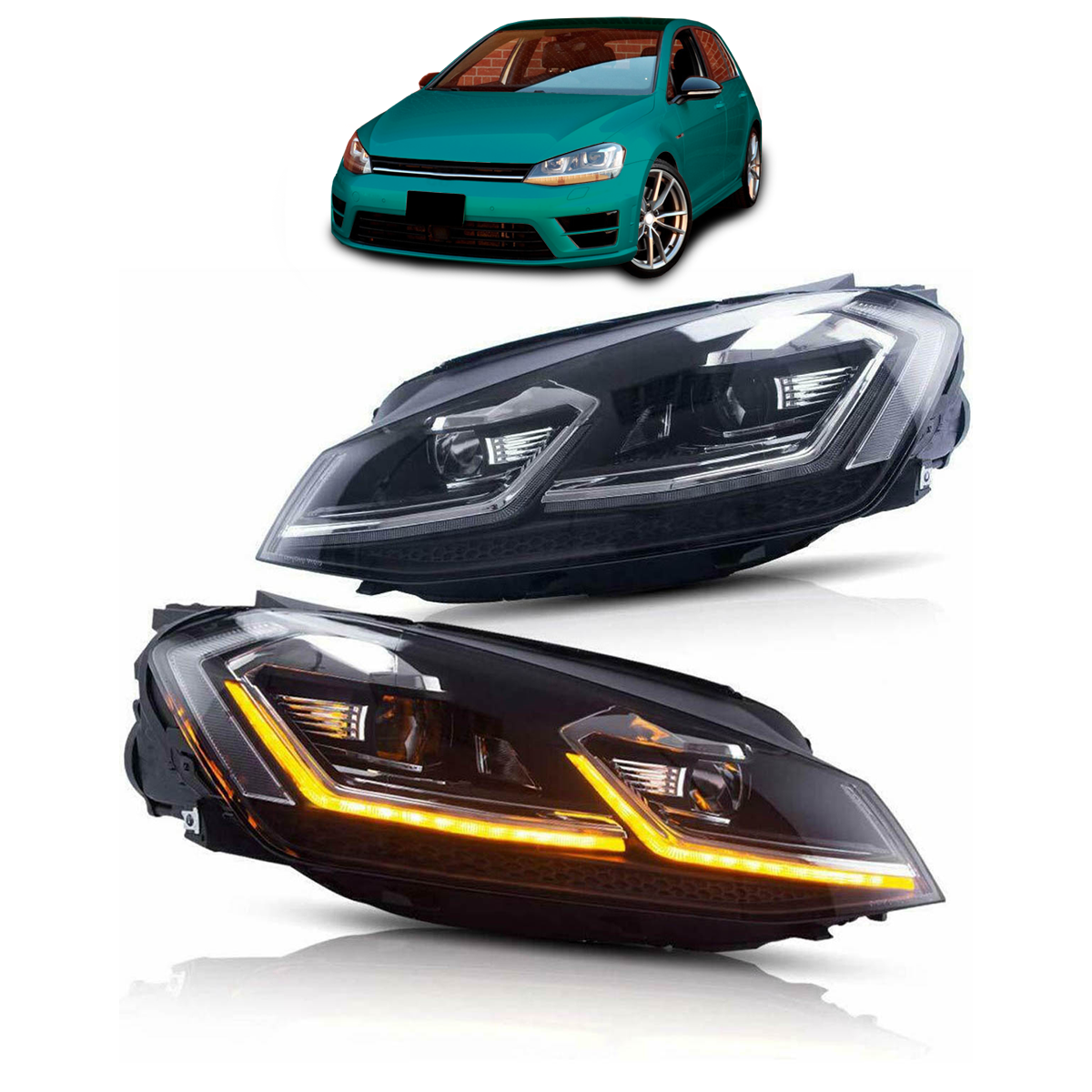 LED Dynamische Chrom Scheinwerfer passend für VW Golf 7 2012-2017