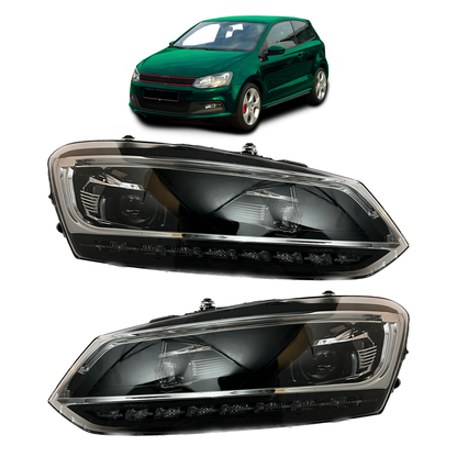 Schwarze Halogen-Scheinwerfer passend für VW Polo V (6R, 6C) 2009-2014