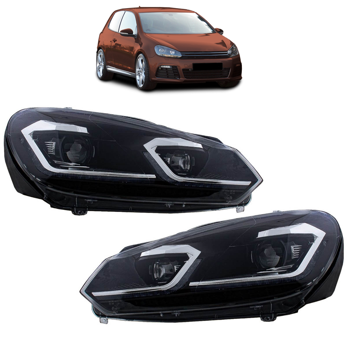 LED Dynamische Chrom-Scheinwerfer passend für VW Golf 6 2008-2012