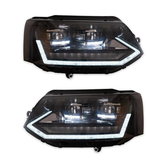 Voll-LED Schwarze Scheinwerfer passend für VW Transporter Multivan T5 2010-2015
