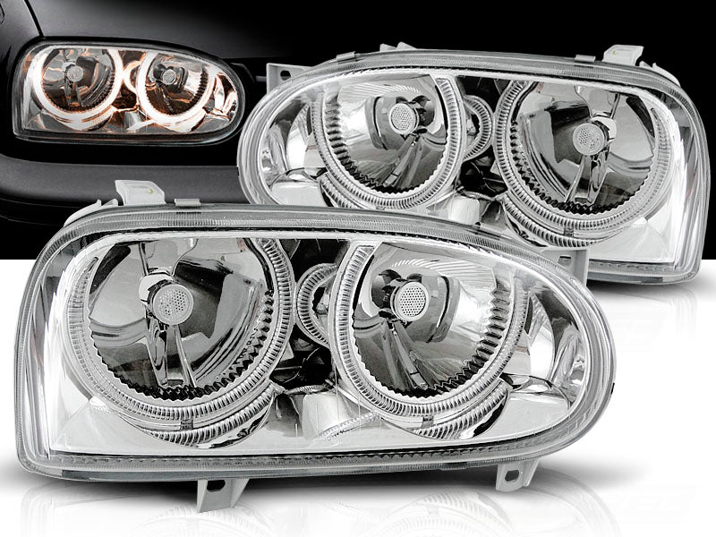 Scheinwerfer Angel Eyes Chrom passend für VW Golf 3 09.91-08.97