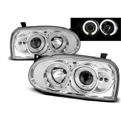 Scheinwerfer Angel Eyes Chrom passend für VW Golf 3 09.91-08.97
