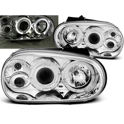 Scheinwerfer Angel Eyes Chrom passend für VW Golf 4 09.97-09.03