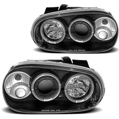 Scheinwerfer Angel Eyes Schwarz passend für VW Golf 4 09.97-09.03