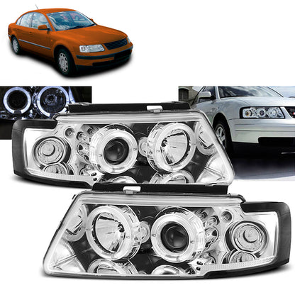 Scheinwerfer Angel Eyes Chrom passend für VW Passat B5 3B 11.96-08.00