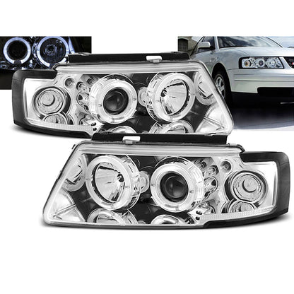 Scheinwerfer Angel Eyes Chrom passend für VW Passat B5 3B 11.96-08.00